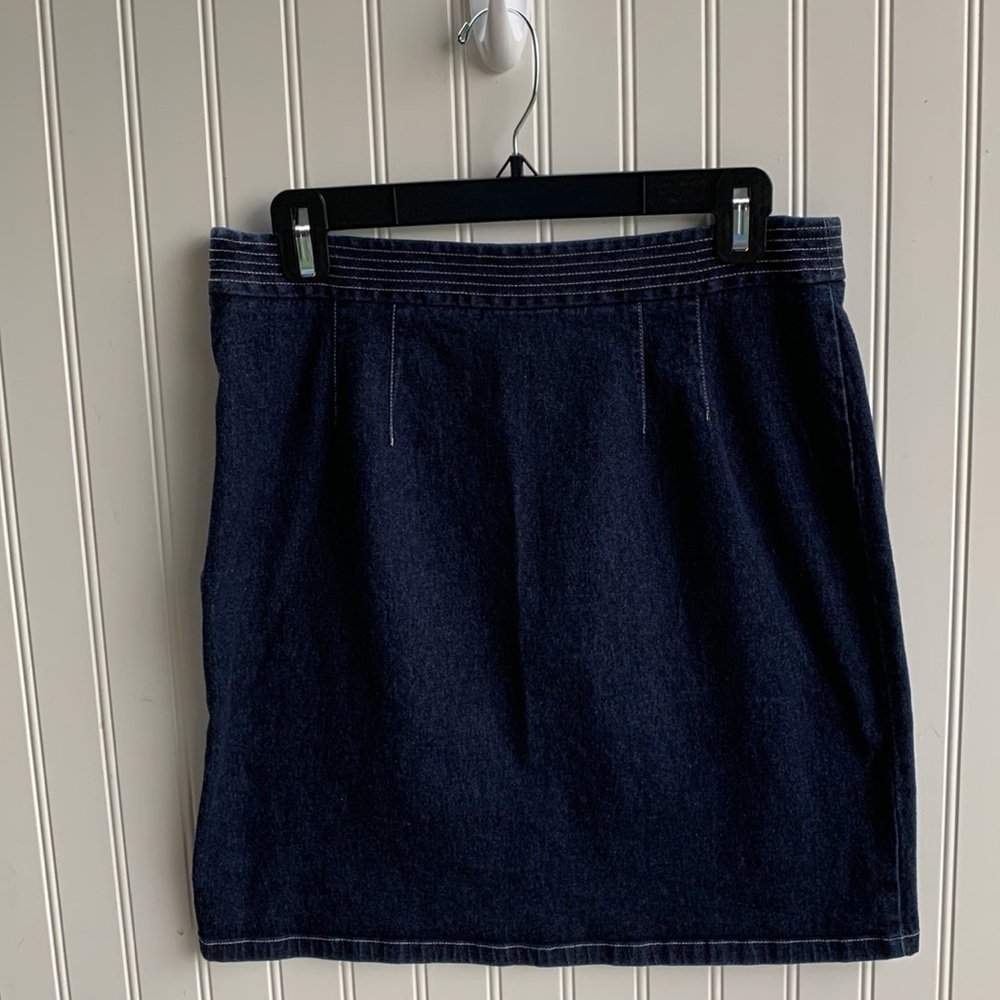 Ann TAYLOR LOFT WOMENS INDIGO DENIM STRETCH MINI JEAN SKIRT SIZE 8 - Picture 6 of 7